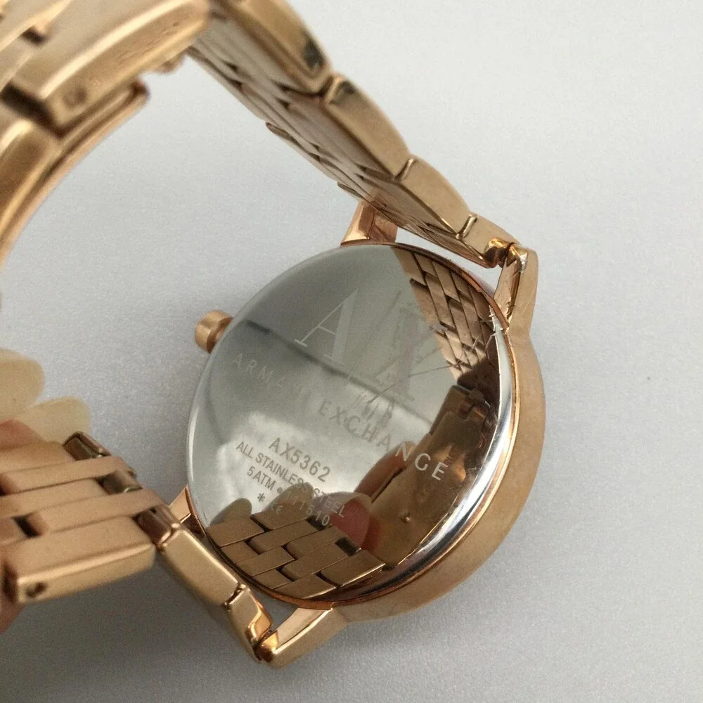 Armani Exchange AX5362 Womens Watch 38mm Rose Gold Tone Bracelet New Battery 6